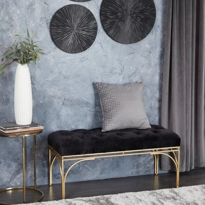 Rectangular Glam Velvet Bench - Olivia & May 7 Rectangular Glam Velvet Bench - Olivia & May - Image 7