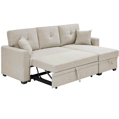 Racxily 84in Sectional Sofa, Pull Out Sleeper Couch Bed, L-Shaped Corner Reversible Sofas With Storage Chaise Apartment Living Room 3 Racxily 84in Sectional Sofa, Pull Out Sleeper Couch Bed, L-Shaped Corner Reversible Sofas With Storage Chaise Apartment Living Room - Image 3