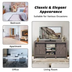 Costway TV Stand Sliding Barn Door Entertainment Center For TV's Up To 55'' With Storage -Baxton Studio Shop GUEST 20830248 776c 4a91 955e 1f800d896f40