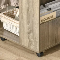 HOMCOM C-Shaped Sofa Side Table Mobile End Table With Storage And Wheels For Living Room, Bedroom, Office -Baxton Studio Shop GUEST 209949ad f4f4 450b 9dc5 9c24b9cebe5f