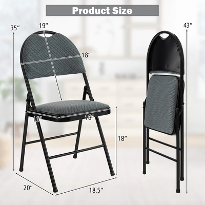 Costway 2/4 Pack Folding Chairs Portable Padded Office Kitchen Dining Chairs Grey 2 Costway 2/4 Pack Folding Chairs Portable Padded Office Kitchen Dining Chairs Grey - Image 2
