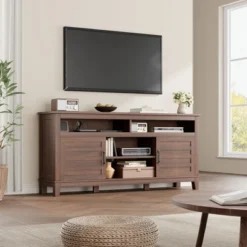 Modern TV Stand For 65 Inch, TV Semi-Open Double Door Cabinet With Shelves – Entertainment Center With 8 Storage For Living Room -Baxton Studio Shop GUEST 20bd8e4a c289 4197 8ef9 b43256dd3b7f