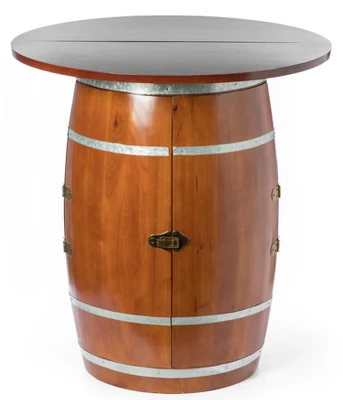 Vintiquewise Wine Barrel Round Table Wine Storage Cabinet 2 Vintiquewise Wine Barrel Round Table Wine Storage Cabinet - Image 2