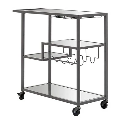 Estelle Step Tier Metal And Glass Bar Cart - Inspire Q 9 Estelle Step Tier Metal And Glass Bar Cart - Inspire Q - Image 9