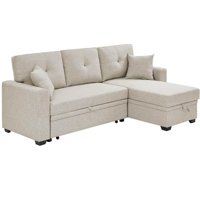 Racxily 84in Sectional Sofa, Pull Out Sleeper Couch Bed, L-Shaped Corner Reversible Sofas With Storage Chaise Apartment Living Room 2 Racxily 84in Sectional Sofa, Pull Out Sleeper Couch Bed, L-Shaped Corner Reversible Sofas With Storage Chaise Apartment Living Room - Image 2