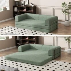 Convertible Corduroy Sleeper Sofa Bed,Folding Mattress Couch With Fixed-Shape Frame, 3 Seater Fold Out King Size Futon,No Assembly Floor Couch -Baxton Studio Shop GUEST 218ca90c 8bb7 421b 8397 af6c38c8a995 1