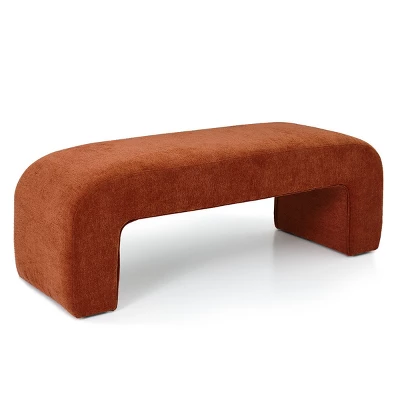 Lily 47" Upholstered Scroll Velvet Waterfall Bench/Chenille Entryway Bench-The Pop Maison 2 Lily 47" Upholstered Scroll Velvet Waterfall Bench/Chenille Entryway Bench-The Pop Maison - Image 2