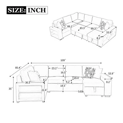 NicBex Modern 109" Pull Out Sofa Bed Chenille Convertible Sleeper Sofa With Storage Chaise And USB Ports For Living Room 1 NicBex Modern 109" Pull Out Sofa Bed Chenille Convertible Sleeper Sofa With Storage Chaise And USB Ports For Living Room