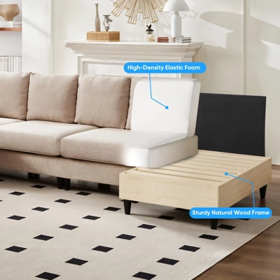 Mjkone U Shaped Sectional Sofa, 4-Seat Modular Sofa, Living Room Modern Couch With Chaise 5 Mjkone U Shaped Sectional Sofa, 4-Seat Modular Sofa, Living Room Modern Couch With Chaise - Image 5