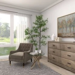 Log And Glass Round Accent Table Tan - Olivia & May -Baxton Studio Shop GUEST 21e222a5 b336 4047 a53b bd6f47168daa