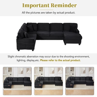 Upholstered Sectional Sofa L-shaped Sofa With Movable Ottoman & Side Storage Pockets - ModernLuxe 5 Upholstered Sectional Sofa L-shaped Sofa With Movable Ottoman & Side Storage Pockets - ModernLuxe - Image 5