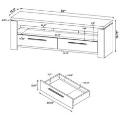 Elkton 2 Drawer TV Stand For TVs Up To 65" - Coaster -Baxton Studio Shop GUEST 223f5c50 c328 4c6a b498 452b1d18a3ee