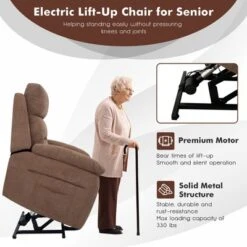 Costway Power Lift Recliner Chair Sofa For Elderly W/ Side Pocket & Remote Control GreyBrown -Baxton Studio Shop GUEST 224db807 4757 4139 acc2 cc287856bfd7