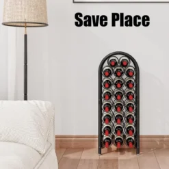 Itopfox Freestanding Floor Wine Rack - Metal Holder Stand Organizer For 23 Bottles, Black, Space-saving Design -Baxton Studio Shop GUEST 229aea47 2b03 4410 87cb 4517153d6e35