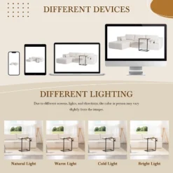 Modular Sectional Sofa With Free Side Table & 2 Pillows, L-Shaped Sofa Couch With Loveseat & Chaise Lounge, Beige/Black/Grayish Green-ModernLuxe -Baxton Studio Shop GUEST 22bc1590 5cf0 424d aa73 520511ef83bf