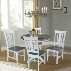 36" Valerie Round Extendable Dining Table With 4 Chairs White/Heather Gray - International Concepts -Baxton Studio Shop GUEST 22c6c955 5781 4f65 93cc c104f25fcc85