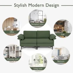 Costway Modern Loveseat Fabric 2-Seat Sofa Couch For Small Space W/Metal Legs Army 17 Costway Modern Loveseat Fabric 2-Seat Sofa Couch For Small Space W/Metal Legs Army -Baxton Studio Shop GUEST 22f83336 3cd5 431d 93df 24ee6625bd7a