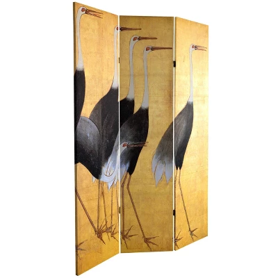 6" Double Sided Cranes Room Divider Beige - Oriental Furniture 3 6" Double Sided Cranes Room Divider Beige - Oriental Furniture - Image 3
