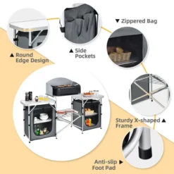 Costway Folding Portable Aluminum Camping Grill Table W/ Storage Organizer Windscreen -Baxton Studio Shop GUEST 2361ea03 2511 40b9 b954 1dd542f7d177