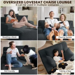 Aukfa Corduroy Sleeper Sofa Bed & Cloud Lounge Chair,No Assembly, Deep Seat, Armrests, 2 Pillows | Boneless Upholstered Chaise For Indoor Comfort 13 Aukfa Corduroy Sleeper Sofa Bed & Cloud Lounge Chair,No Assembly, Deep Seat, Armrests, 2 Pillows | Boneless Upholstered Chaise For Indoor Comfort -Baxton Studio Shop GUEST 2377c516 a202 4762 a10c 6c5c32d047f7