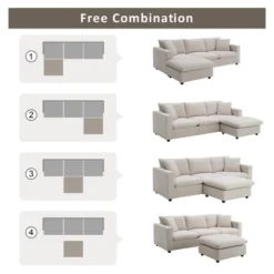 Modern L-shaped Sectional Sofa, Upholstered Couch With Convertible Ottoman And 2 Free Pillows-ModernLuxe 20 Modern L-shaped Sectional Sofa, Upholstered Couch With Convertible Ottoman And 2 Free Pillows-ModernLuxe -Baxton Studio Shop GUEST 23a12252 d2b6 420d bcb4 788c59d893a1