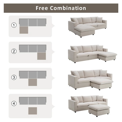Modern L-shaped Sectional Sofa, Upholstered Couch With Convertible Ottoman And 2 Free Pillows-ModernLuxe 7 Modern L-shaped Sectional Sofa, Upholstered Couch With Convertible Ottoman And 2 Free Pillows-ModernLuxe - Image 7