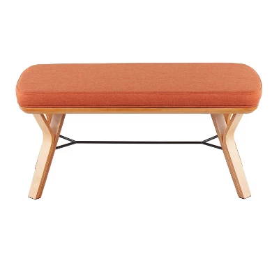 42" Folia Bench Polyester/Wood Natural/Orange - LumiSource 3 42" Folia Bench Polyester/Wood Natural/Orange - LumiSource - Image 3
