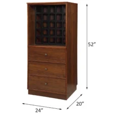 Gulches 25 Bottle Wine Cabinet, 3Drawers 21"x13"x5"H, Wooden Construction With Metal Glides, Free Standing