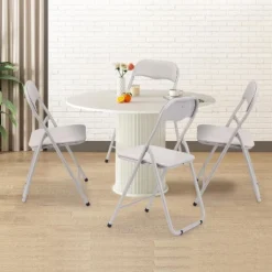 Folding Chairs With Cushion, Outdoor & Indoor Event Portable Metal Folding Chairs With Non-Slip Feet Pads Stackable Chairs