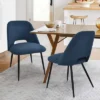 Modern Dining Chairs Set Of 2, Upholstered Armless Side Chairs With Cutout Back, Fabric Kitchen Chairs With Metal Legs-Maison Boucle