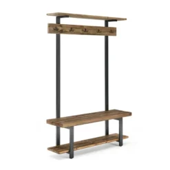 Pomona Entryway Hall Tree With Bench, Shelf And Coat Hooks - Alaterre Furniture -Baxton Studio Shop GUEST 2454f57f 35de 42ac b894 54643ada7edf