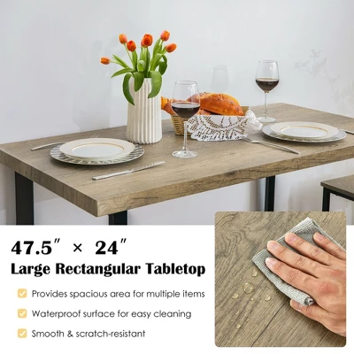 Costway 4-Piece Dining Table Set Industrial Dinette Set Kitchen Table W/Bench & 2 Stools 8 Costway 4-Piece Dining Table Set Industrial Dinette Set Kitchen Table W/Bench & 2 Stools - Image 8