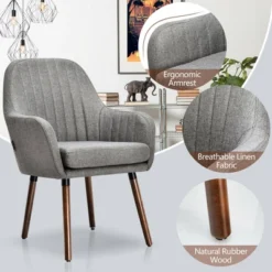 Costway Set Of 2 Accent Chairs Fabric Upholstered Armchairs W/Wooden Legs Beige/Gray 19 Costway Set Of 2 Accent Chairs Fabric Upholstered Armchairs W/Wooden Legs Beige/Gray -Baxton Studio Shop GUEST 24e0dff6 aeb8 4404 8643 fe7dbc0e7d03