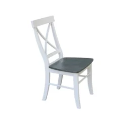 Set Of 2 X Back Chairs With Solid Wood Seat White/Gray - International Concepts -Baxton Studio Shop GUEST 24eedef5 bb5e 4956 889a f37a60ad25ab