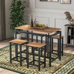 Modernluxe 5-Piece Kitchen Counter Height Table Set With 4 Chairs-Industrial 16 Modernluxe 5-Piece Kitchen Counter Height Table Set With 4 Chairs-Industrial -Baxton Studio Shop GUEST 25008ffc 6c31 422d 844a 74675b20c466