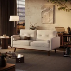 64" Loveseat Sofa, Mid Century Modern Couch Comfy Love Seat Couches For Living Room -Baxton Studio Shop GUEST 257ef6fd fa86 4511 b1a1 66200b7d9089