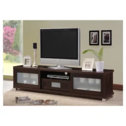 Gerhardine Wood Cabinet With 2 Sliding Doors And Drawer TV Stand For TVs Up To 85" Dark Brown - Baxton Studio -Baxton Studio Shop GUEST 259bf0a7 a0f3 416e bd10 2b0f367c2e57