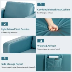 Costway Modern Leathaire Fabric Accent Armchair Single Sofa W/ Side Storage Pocket -Baxton Studio Shop GUEST 25a3b46e 3572 403f 9c3e cdb262ec02a2