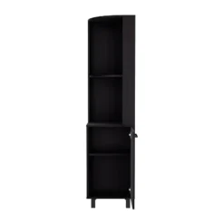 Gulches 10 Bottle Wine Cabinet With Single Door Storage,2 Superior Shelves Compact Corner Design, Natural Oak And Black Finish,Ready To Assemble -Baxton Studio Shop GUEST 25a6f7f9 20ed 4523 81e9 23acf8da5139