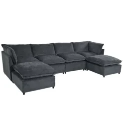 136.2"W Modern Large U-Shape Sectional Sofa, Convertible Sectional Sofa With Removable Ottomans For Living Room,Spacious Space - ModernLuxe 15 136.2"W Modern Large U-Shape Sectional Sofa, Convertible Sectional Sofa With Removable Ottomans For Living Room,Spacious Space - ModernLuxe -Baxton Studio Shop GUEST 25c6e026 cc1f 492e 87c3 1b57f4633931