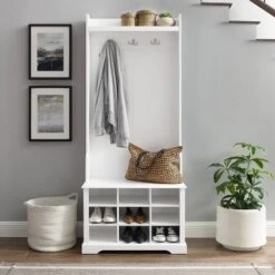 Anderson Shoe Storage Hall Tree White - Crosley -Baxton Studio Shop GUEST 25cb64e5 8f6e 4280 8e68 fb5371d30104