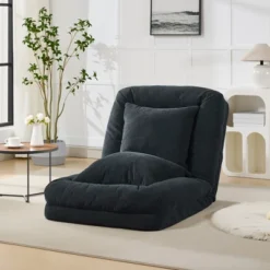 Adjustable Sofa Bed - 5-Position Recliner Chair W/ 2 Pillows For Adults & Pets - Comfy Living Room & Bedroom Lounger -Baxton Studio Shop GUEST 25d92fcd 9311 4270 b888 c7e77483dbe1