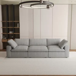 120.45" Cloud Modular Sectional Sofa With Thick Cushion, Minimalist Convertible Couch Deep Seat Couches For Living Room Sofa Sets -Baxton Studio Shop GUEST 260bca5b 73ee 473a a0fe a82dfb868463