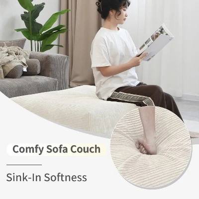 WJShome Modular Sectional Sofa Cloud Couch,Corduroy 141.73inch L Shaped Sofa With Chaise,Convertible Sleeper Sofa Couches 6 WJShome Modular Sectional Sofa Cloud Couch,Corduroy 141.73inch L Shaped Sofa With Chaise,Convertible Sleeper Sofa Couches - Image 6