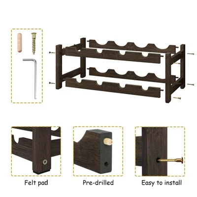 Itopfox Freestanding 2-Tier Bamboo Wine Rack For 8 Bottles, Countertop Cabinet Holder, Storage Shelf For Bar, Pantry, Wine Cellar, Basement 5 Itopfox Freestanding 2-Tier Bamboo Wine Rack For 8 Bottles, Countertop Cabinet Holder, Storage Shelf For Bar, Pantry, Wine Cellar, Basement - Image 5