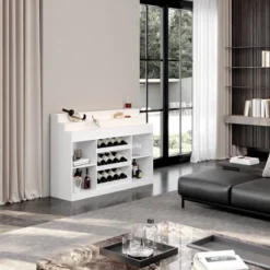 FUFU&GAGA White Home Bar Cabinet,LED Wine Rack With Storage,Liquor Cabinet With Tiered Display, For Living Room & Minimalist Interiors 25 FUFU&GAGA White Home Bar Cabinet,LED Wine Rack With Storage,Liquor Cabinet With Tiered Display, For Living Room & Minimalist Interiors -Baxton Studio Shop GUEST 265f77a9 65fe 4c15 87c1 f1ede32edba3