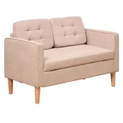 HOMCOM Modern 2-Seater Loveseat Button-Tufted Fabric Couch With Storage Chest, Cushions And Rubberwood Legs For Living Room -Baxton Studio Shop GUEST 26792b1e c395 426b 807d cdbaea6ccd42