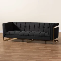 Ambra Velvet Upholstered And Button Tufted Sofa Black/Gold - Baxton Studio 16 Ambra Velvet Upholstered And Button Tufted Sofa Black/Gold - Baxton Studio -Baxton Studio Shop GUEST 269a8410 3143 4272 ae90 3193fe8a8e6f