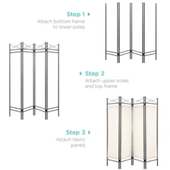 Best Choice Products 6ft 4-Panel Folding Privacy Screen Room Divider Decoration Accent W/ Steel Frame -Baxton Studio Shop GUEST 26b075a4 1174 4a6e 9159 f40aa7faf8ce