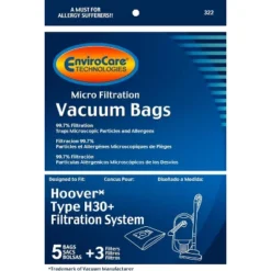 EnviroCare Replacement Micro Filtration Vacuum Bags Designed To Fit Hoover H30+ Canisters 5 Bags And 3 Filters
